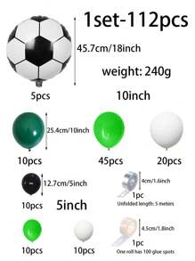 1set-112pcs Football Shaped Latex Balloon Set For Mall Shop Opening Scene Background Decoration, Christmas - Multicolor - View 2