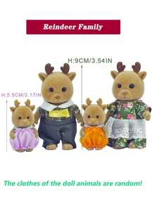 Random Set Of 4 Clothes For Reindeer Family (Excludes Furniture) Diy Simulation Animal Mini Doll House Girls' Gift Birthday Present For Kids' Intellectual Toy Doll Clothes Random,Girls Mini Toys,Toys For Girls 3,Kid Girl Toys - Brown - View 8