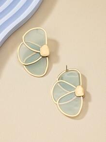 1 對法式奢華精緻透明油滴花女式耳環 - 綠色 - 查看 5