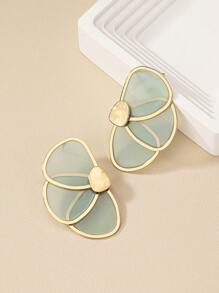 1 對法式奢華精緻透明油滴花女式耳環 - 綠色 - 查看 6