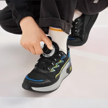 Balabala 春秋男童旋轉扣鞋帶網面透氣防滑耐磨運動鞋-黑色 - 黑色 - 查看 1