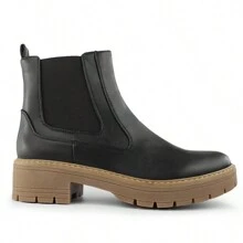 Women Spring Fall Slip On Wedding Party Prom Shoes Classic Elegant & Fashionable Chunky Heel Ankle Boots Chelsea Boot Valentine's Day Present Round Toe Fashion Lug Sole Platform Combat Booties - 黑色 - 查看 5