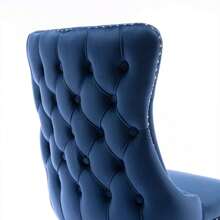 Set Of 2 Wing-Back Tufted Dining Chair, Velvet Chairs For Dining Room Upholstered Dining Chairs With Back Stitching Nailhead Trim And Solid Wood Legs For Kitchen Dining Room - 藍色 - 查看 8