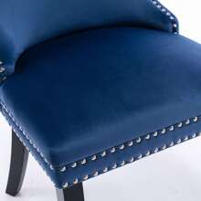 Set Of 2 Wing-Back Tufted Dining Chair, Velvet Chairs For Dining Room Upholstered Dining Chairs With Back Stitching Nailhead Trim And Solid Wood Legs For Kitchen Dining Room - 藍色 - 查看 9