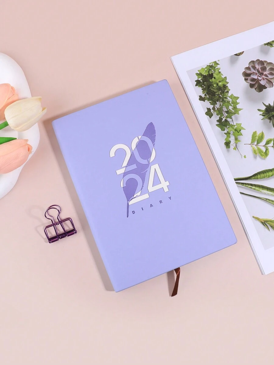 1pc Purple 2024 Time Management Writable Planner Notebook With 150 Sheets - Violet Purple - View 1