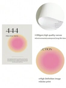 1張幸運號碼創意藝術海報印刷漸變光暈多彩漸變搞笑壁藝美學帆布壁畫家居裝飾客廳臥室俱樂部美學時尚臥室裝飾創意禮物,無框 - 粉色 - 查看 2