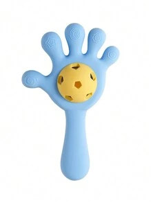 1pc Silicone Hand Shake Bell Toy For Baby Teething And Soothing