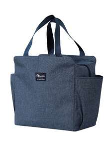 Túi dày hơn màu trơn Túi làm mát thực phẩm Túi dã ngoại ăn trưa Túi dã ngoại Hộp cơm trưa Túi thực phẩm Hộp cơm trưa trở lại trường Túi ăn trưa Hộp đồ dùng học tập Hộp cơm trưa Túi đựng đồ ăn trưa cần thiết tại nhà Túi hộp đựng đồ ăn trưa làm mát - Màu xanh hải quân - Xem 1