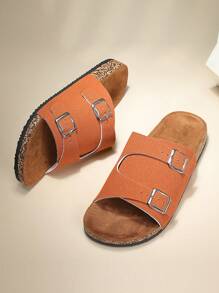 Couples' Summer And Autumn Beach Slippers, Anti-slip, Casual, Double Buckle - Orange - View 4