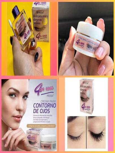 Duo Desmaquillante. ACEITE Prosa + Crema Contorno de Ojos Natural Con Vitamina Colageno  Alarga Y Fortalece Pestañas