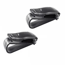 2 件装汽车收纳眼镜盒通用汽车遮阳板眼镜太阳镜票证收据卡夹收纳架车载汽车配件太阳镜夹太阳镜架遮阳板夹汽车配件汽车配件内饰 - 黑色 - 查看 4