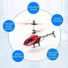 1pc Blue Rc Induction Dual Airline Suspension Helicopter, Durable, Rechargeable, With Led Light - Blue - View 7