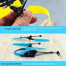 1pc Blue Rc Induction Dual Airline Suspension Helicopter, Durable, Rechargeable, With Led Light - Blue - View 3