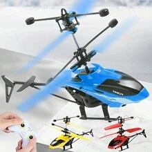 1pc Blue Rc Induction Dual Airline Suspension Helicopter, Durable, Rechargeable, With Led Light - Blue - View 8