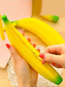 可爱香蕉图案小包，拉链零钱包，多功能户外包 - 黃色 - 查看 4