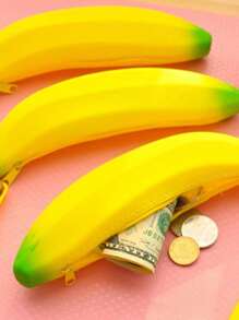 可爱香蕉图案小包，拉链零钱包，多功能户外包 - 黃色 - 查看 3