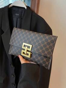 豪華晚餐包、晚餐包迷人、優雅、精緻、安靜奢華時尚印花手拿包大容量女式，適合晚會方形包女士、女士、派對女孩、新娘完美適合派對、婚禮、舞會、晚宴/宴會、晚餐/宴會、送給女性媽媽老師朋友伴娘的最佳禮物 - 咖啡棕 - 查看 7