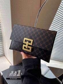 豪華晚餐包、晚餐包迷人、優雅、精緻、安靜奢華時尚印花手拿包大容量女式，適合晚會方形包女士、女士、派對女孩、新娘完美適合派對、婚禮、舞會、晚宴/宴會、晚餐/宴會、送給女性媽媽老師朋友伴娘的最佳禮物 - 咖啡棕 - 查看 3