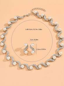 3PCS Set Pearl Jewelry Necklace Earrings Suit, European And American Popular Style, Suitable For Banquets, Parties, Vacations - Best Gift For Girlfriend, Wife, Best Friend