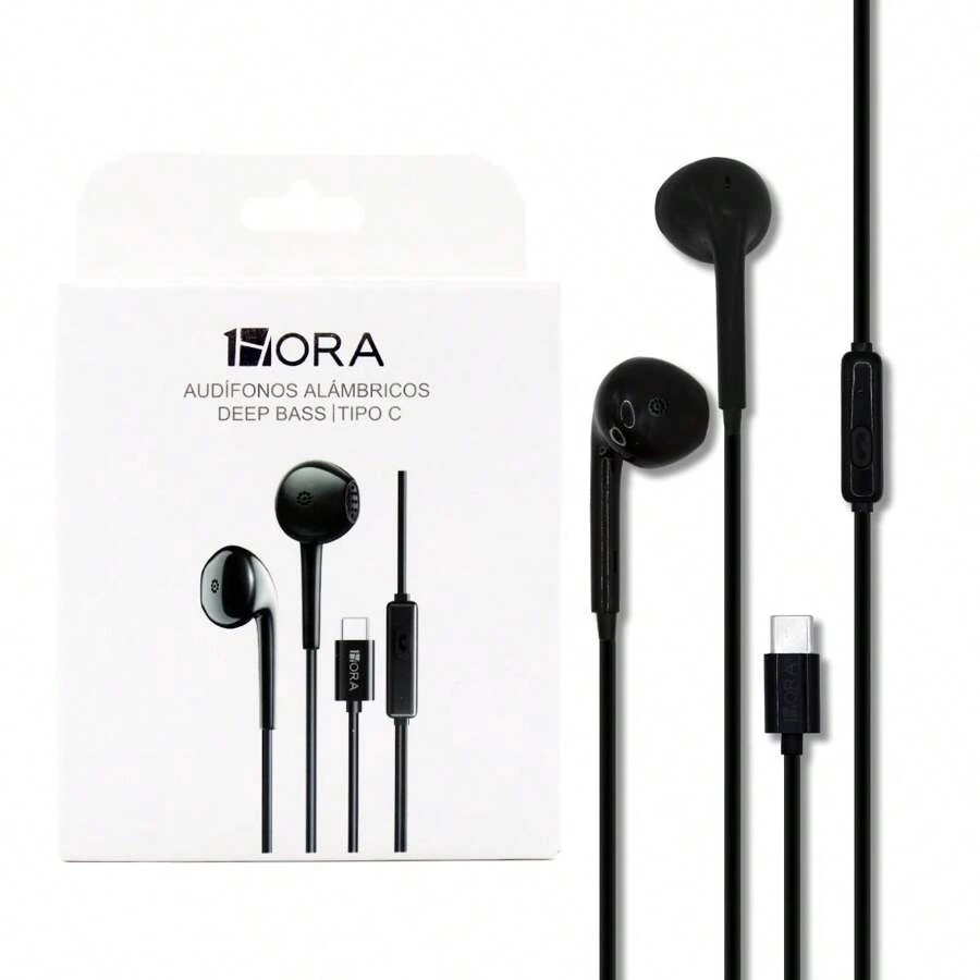 1HOUR Deep Bass Wired Headphone Type C - 黑色 - 查看 1
