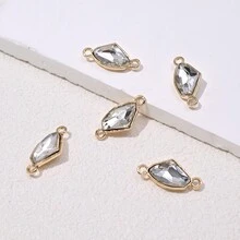 5入組白色合金簡約菱形水晶吊墜,diy項鍊,手鍊製作 - 白色 - 查看 2