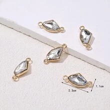 5入組白色合金簡約菱形水晶吊墜,diy項鍊,手鍊製作 - 白色 - 查看 5