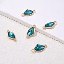 5入組白色合金簡約菱形水晶吊墜,diy項鍊,手鍊製作 - 白色 - 查看 4