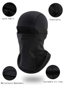 巴拉克拉法帽口罩領口罩防風紫外線防護保暖滑雪面罩適合女士&臉部滑雪面罩雪摩托車騎行跑步面料戶外運動齒輪黑色 - 黑色 - 查看 9