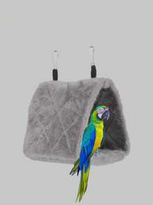 1pc Triangular Bird Nest With Velvet Cloth, Parrot & Small Pet Winter Warm Bed, For Birdcage - Grey - View 1