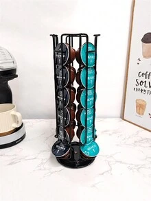 1pc Coffee Capsule Holder With 24 Slots And Rotatable Base - Black - View 3