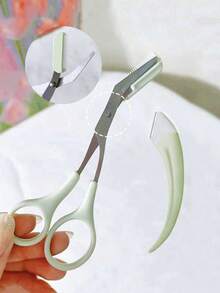 2入組眉毛修剪剪刀眉毛刮刀套裝,帶梳的專業精密眉剪,綠色小臉毛刮除工具適用於女性 - 綠色 - 查看 4