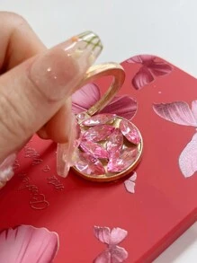 1 Set Hand-Painted Shockproof Phone Case + Diamond Ring Holder Stand + Latest Phone Case With Hidden Stand + Compatible With Apple, Samsung, Xiaomi, OPPO, VIVO + Diamond Flower Stand Series With Hidden Stand Design, Compatible With Apple 11/12/13/14/15promax, Samsung S22/23/24+UA04/A05/A14/A15/A24/A25/A34/A54S, Xiaomi, OPPO Reno/Realme/VIVO Redmi13c+Huawei. - Red - View 2