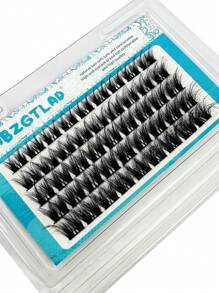 HBZGTLAD 5 Rows Natural Soft Mixed Size Segmented False Eyelashes 5d Fluffy Diy Individual Cluster Lashes Extension Faux Mink Eyelash Bundle - Black - View 6