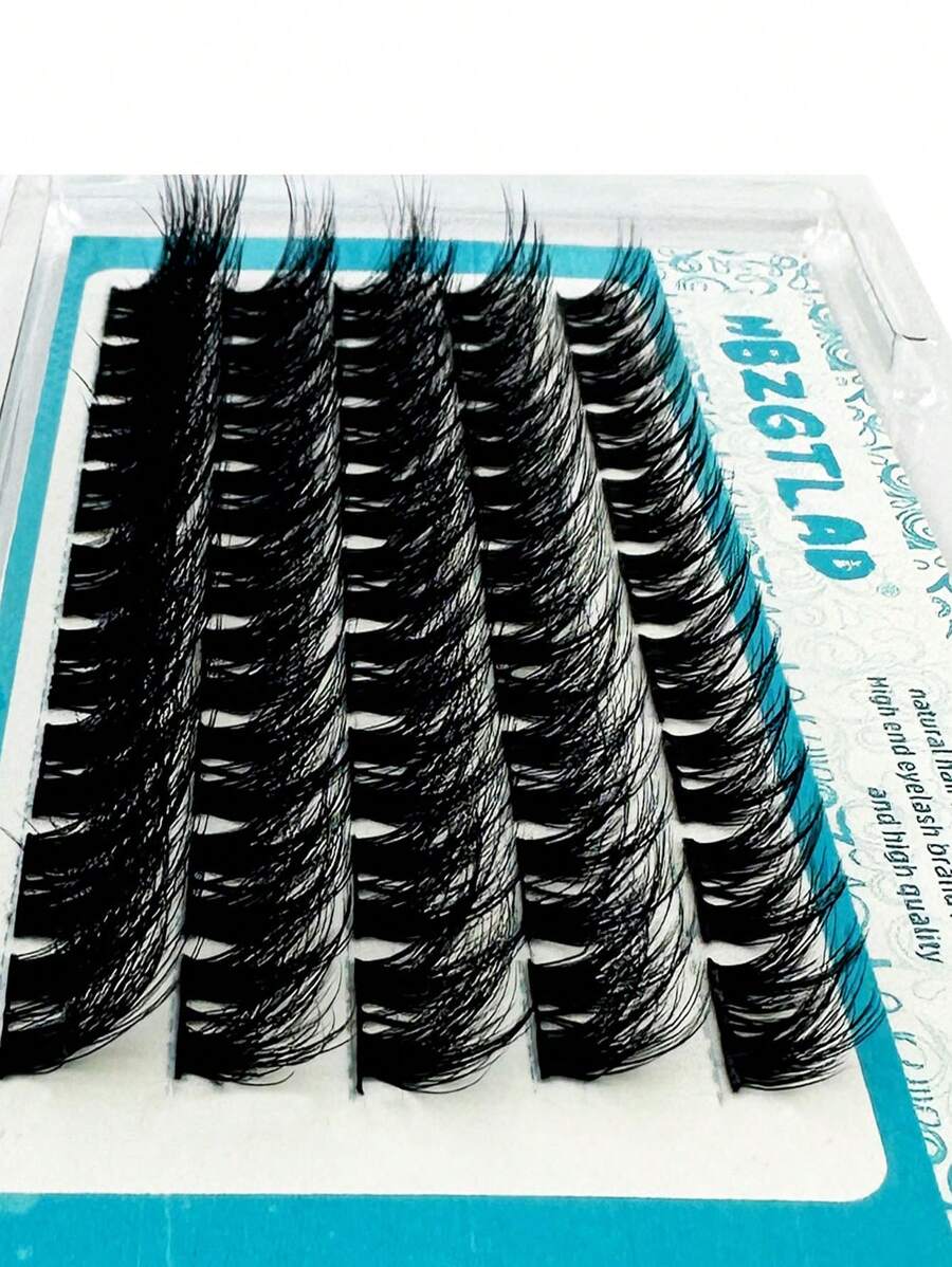 HBZGTLAD 5 Rows Natural Soft Mixed Size Segmented False Eyelashes 5d Fluffy Diy Individual Cluster Lashes Extension Faux Mink Eyelash Bundle - Black - View 1