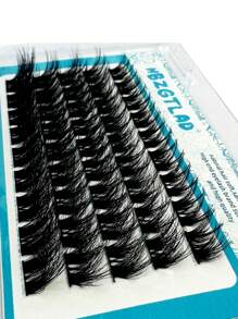 HBZGTLAD 5 Rows Natural Soft Mixed Size Segmented False Eyelashes 5d Fluffy Diy Individual Cluster Lashes Extension Faux Mink Eyelash Bundle - Black - View 2