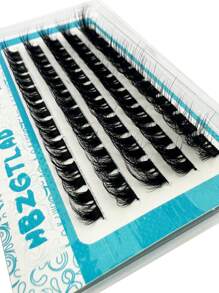HBZGTLAD 5 Rows Natural Soft Mixed Size Segmented False Eyelashes 5d Fluffy Diy Individual Cluster Lashes Extension Faux Mink Eyelash Bundle - Black - View 7