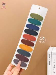 10pcs Girls' Oval-shaped Hair Clips, Perfect For Taming Flyaways - Multicolor - View 2