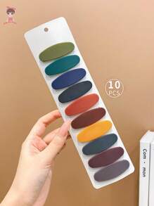 10pcs Girls' Oval-shaped Hair Clips, Perfect For Taming Flyaways - Multicolor - View 1