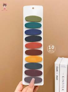 10pcs Girls' Oval-shaped Hair Clips, Perfect For Taming Flyaways - Multicolor - View 3