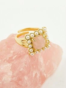 1pc Grey Mother Of Pearl Square Crystal Ring - gray fritillary - View 8