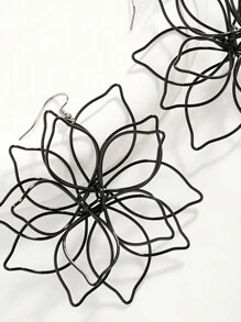 1pair Bohemian Style Creative Flower Pendant Earrings, Suitable For Women's Daily Wear Valentines - Black - View 3