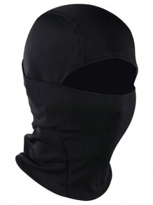 巴拉克拉法帽口罩領口罩防風紫外線防護保暖滑雪面罩適合女士&臉部滑雪面罩雪摩托車騎行跑步面料戶外運動齒輪黑色 - 黑色 - 查看 2