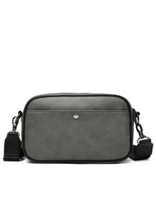 新款时尚男士休闲户外多功能单肩包/斜挎包/邮差包，适合旅行、商务、日常使用，轻便手提包，黑色，送给爸爸、丈夫的绝佳礼物 - 灰色 - 查看 2