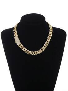 精致的皇冠和水钻吊坠项链，适合男孩和女孩，国王王后，是新年或其他节日和生日送给孩子和爱人的完美礼物。由锌合金制成，配有镀银和镀金的坚固链条，非常适合派对、摇滚和嘻哈服装。 - 金黃色 - 查看 3