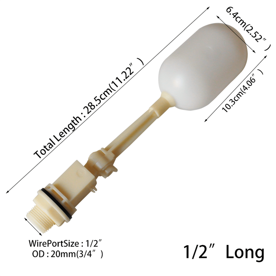 1pc Water Float Valve with Adjustable Arm, Plastic Float Ball Valve 1/2