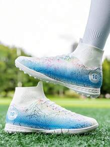 2023 New Arrival Unisex Printed Soccer Shoes With Rubber Sole For Non-Slip, Adults Ronaldo  Cleats - White - View 4