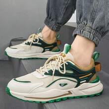 Men's Sports Shoes, Breathable Casual Shoes, 2024 New Style Classic Simple Tie-Up Athletic Shoes For Young Adults In Fall And Winter - Green - View 2