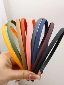 9 件磨砂塑料头带 - 女士和女孩防滑发箍 - 时尚舒适的发饰，多巴胺 - 彩色 - 查看 1