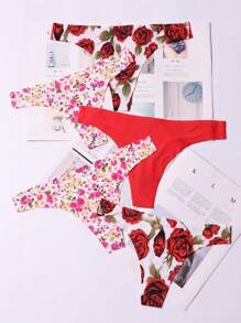 5pack Floral Print Thong Set - Multicolor - View 1