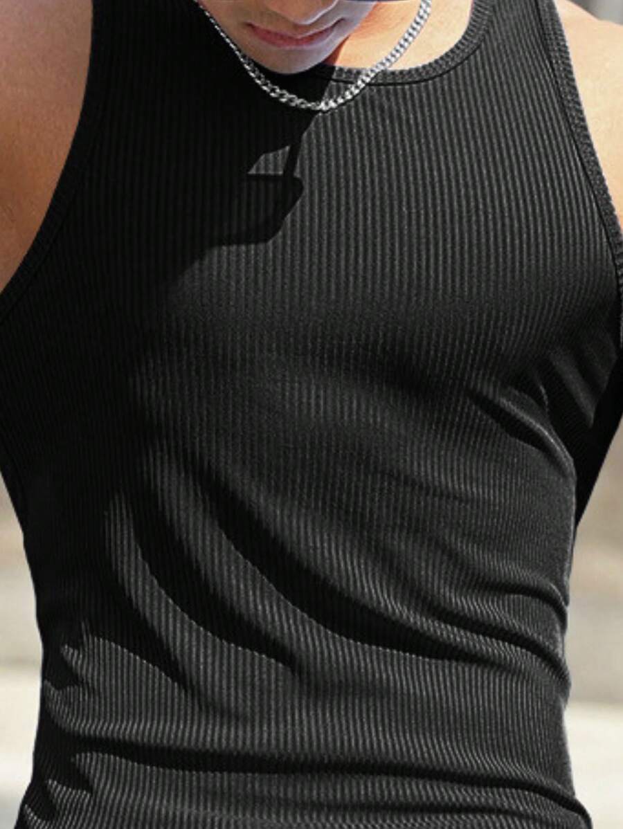 Men Tank Tops - 黑色 - 查看 1